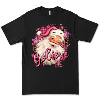 Black believe pink christmas santa claus Premium Tee - MaliasSmallBusiness