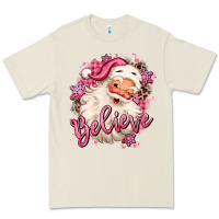 Bone believe pink christmas santa claus Premium Tee - MaliasSmallBusiness