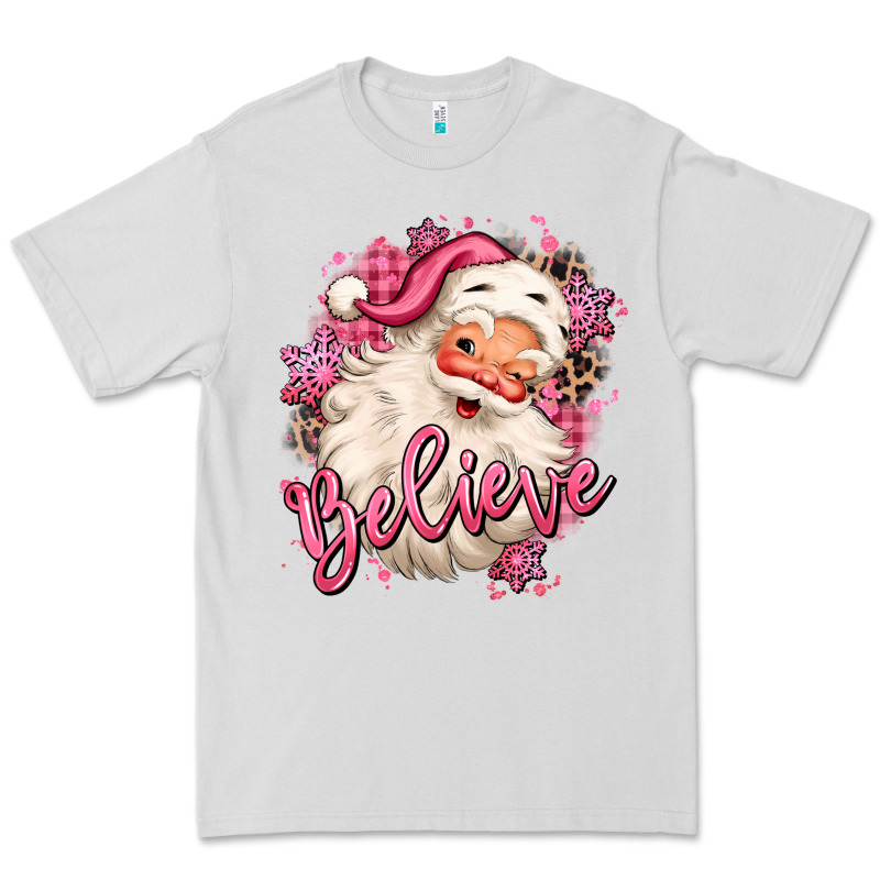 Believe Pink Christmas Santa Claus Premium Tee by MaliasSmallBusiness | Teevron