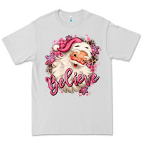 Dove Grey believe pink christmas santa claus Premium Tee - MaliasSmallBusiness