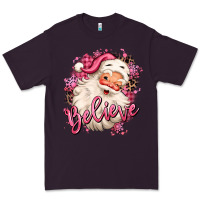 Plum believe pink christmas santa claus Premium Tee - MaliasSmallBusiness