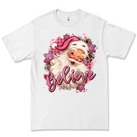 White believe pink christmas santa claus Premium Tee - MaliasSmallBusiness