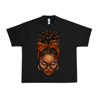 Black afro messy bun orange leopard bow Urban Heavy Tee - texasbilliewilder
