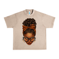 French Oak afro messy bun orange leopard bow Urban Heavy Tee - texasbilliewilder