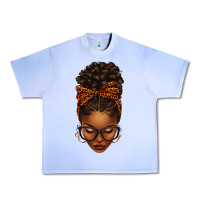 Grape Ice afro messy bun orange leopard bow Urban Heavy Tee - texasbilliewilder