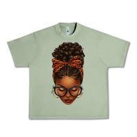 Oil Green afro messy bun orange leopard bow Urban Heavy Tee - texasbilliewilder
