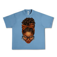 Pebble Blue afro messy bun orange leopard bow Urban Heavy Tee - texasbilliewilder