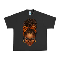 Pigment Black afro messy bun orange leopard bow Urban Heavy Tee - texasbilliewilder