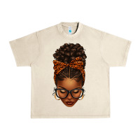 Sandshell afro messy bun orange leopard bow Urban Heavy Tee - texasbilliewilder