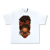White afro messy bun orange leopard bow Urban Heavy Tee - texasbilliewilder