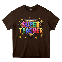 Chocolate Brown super teacher with leopard Heavy Core Tee - NancyCooperArtShop