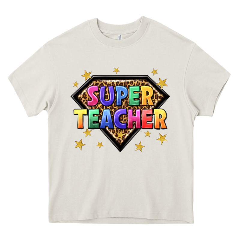Super Teacher With Leopard Heavy Core Tee by NancyCooperArtShop | Teevron