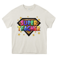 Cream super teacher with leopard Heavy Core Tee - NancyCooperArtShop