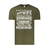 Vintage Olive i am a lucky wife i have a crazy husband valentine gift Vintage Tee - longCreatives