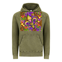 Vintage Olive Mardi Gras fleur de lis Vintage Hoodie - NancyCooperArtShop