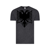 Vintage Black Albanian Flag Eagle Double Red Albania Shqipe Kosovo Vintage Tee - longCreatives