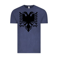 Vintage Denim Albanian Flag Eagle Double Red Albania Shqipe Kosovo Vintage Tee - longCreatives
