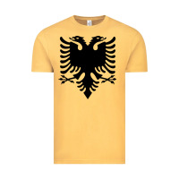 Vintage Mustard Albanian Flag Eagle Double Red Albania Shqipe Kosovo Vintage Tee - longCreatives