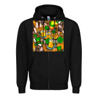 Black St. Patrick's Day Pig With Beer And Shamrock Seamless Zipper Hoodie - FaDigitalArtStudio
