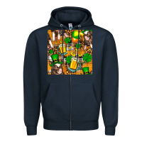 Navy St. Patrick's Day Pig With Beer And Shamrock Seamless Zipper Hoodie - FaDigitalArtStudio