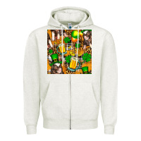 Oatmeal Heather St. Patrick's Day Pig With Beer And Shamrock Seamless Zipper Hoodie - FaDigitalArtStudio