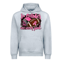 Heather Grey in october we wear pink with football Urban Hoodie - BarkalooDesign