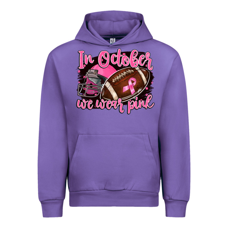 In October We Wear Pink With Football Urban Hoodie by BarkalooDesign | Teevron
