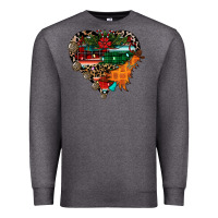 Charcoal Heather festive western christmas heart Premium Sweatshirt - CowhideDigitalArt