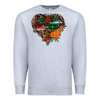 Heather Grey festive western christmas heart Premium Sweatshirt - CowhideDigitalArt