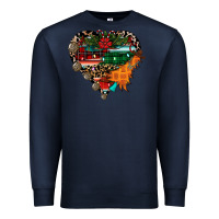 Navy festive western christmas heart Premium Sweatshirt - CowhideDigitalArt