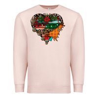 Pale Pink festive western christmas heart Premium Sweatshirt - CowhideDigitalArt