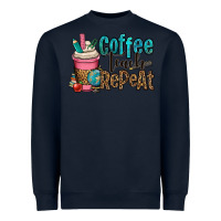 Navy coffee teach repeat Heavyweight Sweatshirt - OliviaCreatesArt