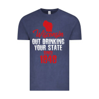 Vintage Denim Wisconsin Out Drinking Your State Since 1848 Vintage Tee - longCreatives