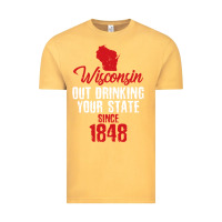 Vintage Mustard Wisconsin Out Drinking Your State Since 1848 Vintage Tee - longCreatives