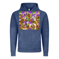 Vintage Denim Mardi Gras with king cake Vintage Hoodie - NancyCooperArtShop