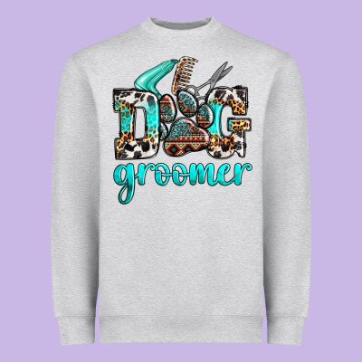 Western Dog Groomer Heavyweight Sweatshirt Designed By Oliviacreatesart