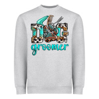Heather Grey western dog groomer Heavyweight Sweatshirt - OliviaCreatesArt