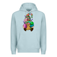 Blue Mist Easter Holding Eggs Gnome Premium Hoodie - BundleAndBundleShop