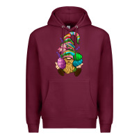 Burgundy Easter Holding Eggs Gnome Premium Hoodie - BundleAndBundleShop