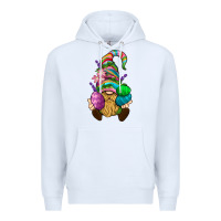 White Easter Holding Eggs Gnome Premium Hoodie - BundleAndBundleShop