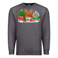 Charcoal Heather festive christmas cupcakes Premium Sweatshirt - CowhideDigitalArt