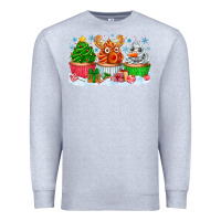 Heather Grey festive christmas cupcakes Premium Sweatshirt - CowhideDigitalArt