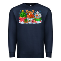 Navy festive christmas cupcakes Premium Sweatshirt - CowhideDigitalArt