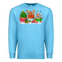 Ocean Blue festive christmas cupcakes Premium Sweatshirt - CowhideDigitalArt
