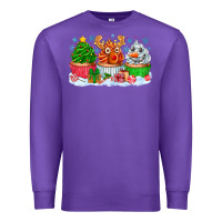Purple festive christmas cupcakes Premium Sweatshirt - CowhideDigitalArt