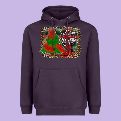 Merry Christmas Trees Heavyweight Hoodie Designed By Cowhidedigitalart