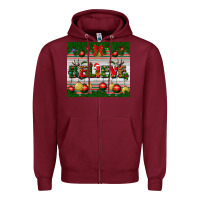 Burgundy Christmas Believe Zipper Hoodie - BundleAndBundleShop