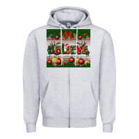 Heather Grey Christmas Believe Zipper Hoodie - BundleAndBundleShop