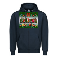 Navy Christmas Believe Zipper Hoodie - BundleAndBundleShop