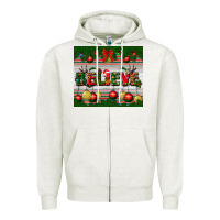 Oatmeal Heather Christmas Believe Zipper Hoodie - BundleAndBundleShop